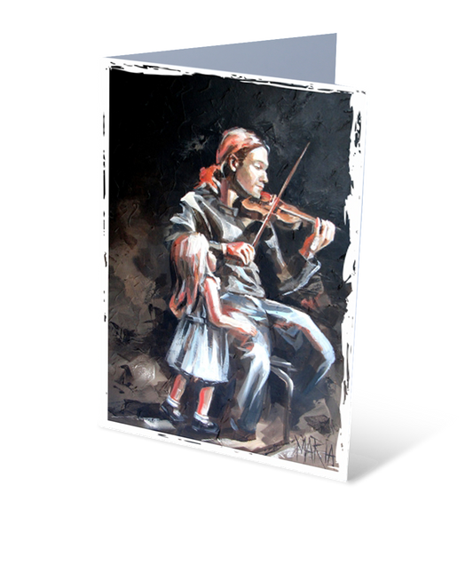 The violin player | Small greeting card